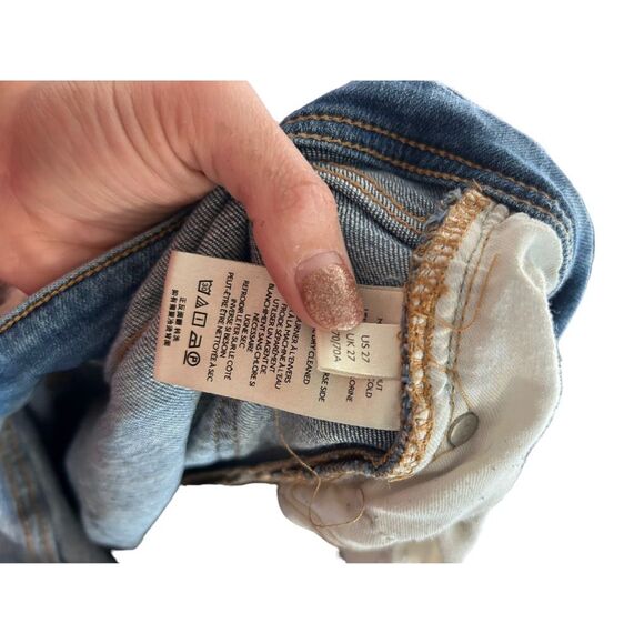 Pilcro and the Letterpress Ripped Slim Boyfriend Crop Jeans Blue Size 27 - Picture 10 of 14